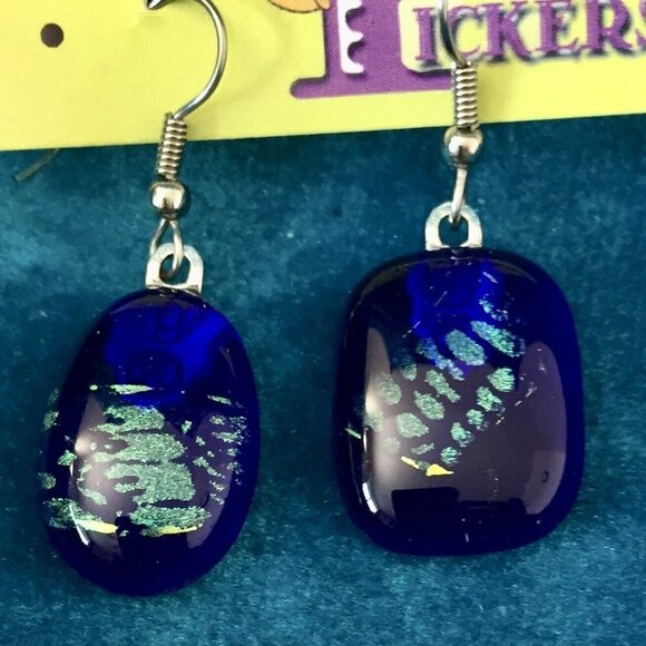 7 pairs dangle earrings - beaded - chains - ceramic - fused glass - sun and moon - Picture 3 of 8